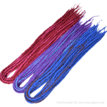 Long 22'' Wholesale Colorful Soft Nepal Felted Wool Handmade Afro Synthetic Dreadlocks Crochet Braids Hair For Kids And Adult